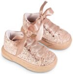 Babywalker Δετό Σνίκερ απο Γκλίτερ Ύφασμα EXC5856 Νουντ