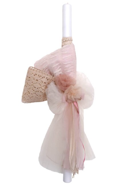 NstNasatsia Λαμπάδα Βάπτισης Φιόγκοι Πλεκτή Τρέσα 0646