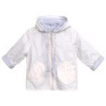 NstNastasia Βαπτιστικό Μπουφάν Λευκό Αντιανεμικό Φόδρα Λευκή Σιέλ Ριγέ 0015
