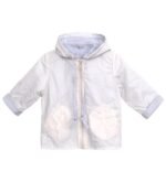 NstNastasia Βαπτιστικό Μπουφάν Λευκό Αντιανεμικό Φόδρα Λευκή Σιέλ Ριγέ 0015