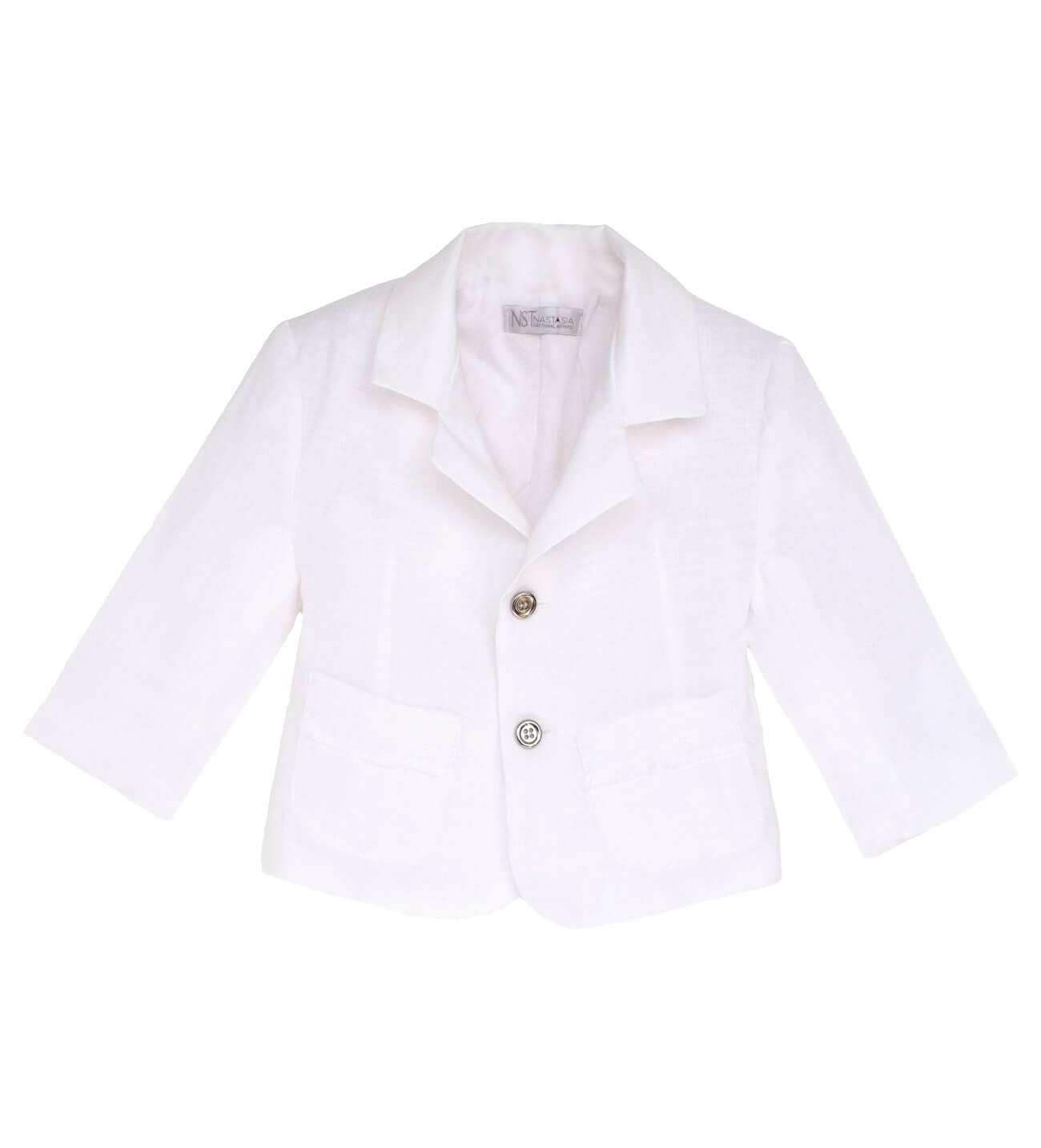 βαπτιστικο σακακι NstNastasia Βαπτιστικό Σακάκι Λευκό Καπαρντίνα Κουμπιά Ασημί 3942