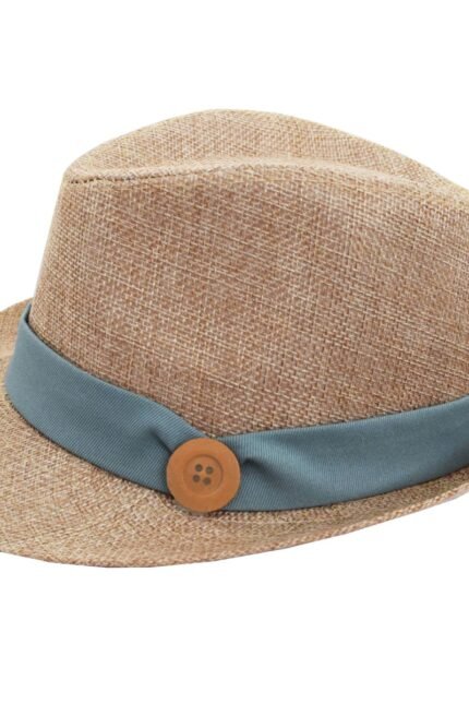 NstNastasia Βαπτιστικό Ψάθινο Φυσικό Καπέλο Μέντα Τρέσα 0073