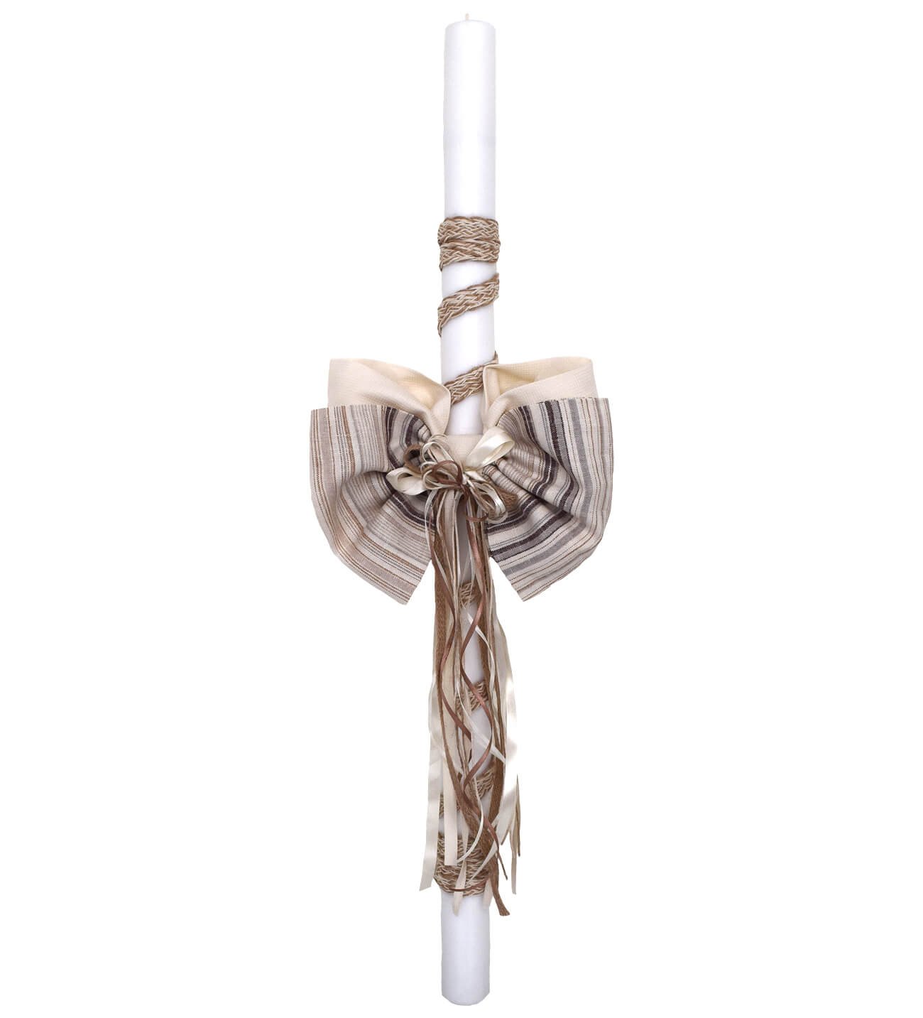 βαπτιστικες λαμπαδες αγορι NstNastasia Λαμπάδα Βάπτισης Διπλός Ριγέ Φιόγκος 0639