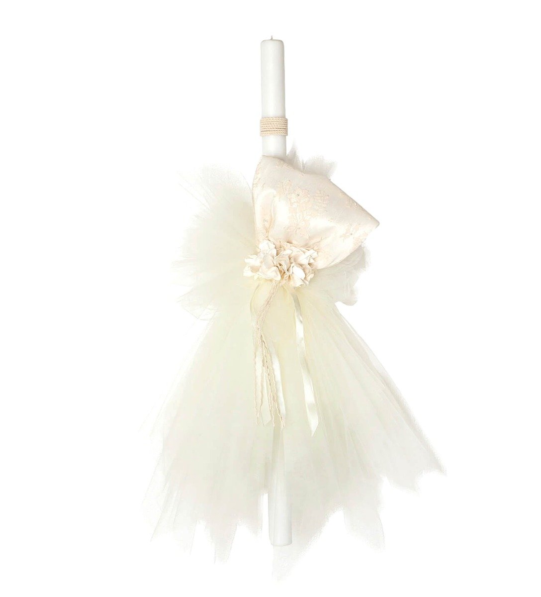 βαπτιστικη λαμπαδα κοριτσι NstNastasia Λαμπάδα Βάπτισης Μισός Δεντελένιος Φιόγκος Λουλούδι 0453