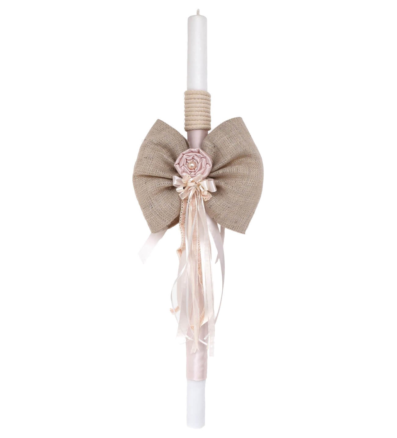 βαπτιστικη λαμπαδα κοριτσι NstNastasia Λαμπάδα Βάπτισης Φιόγκος Άμμου με Σάπιο Μήλο Λουλούδι 0556