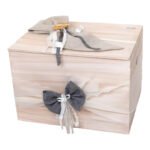 NstNastasia Ξύλινο Κουτί Βάπτισης Μπεζ Γκρι 0083