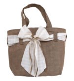 NstNastasia Τσάντα Βάπτισης Λινάτσα Εκρού Φιόγκος 0547