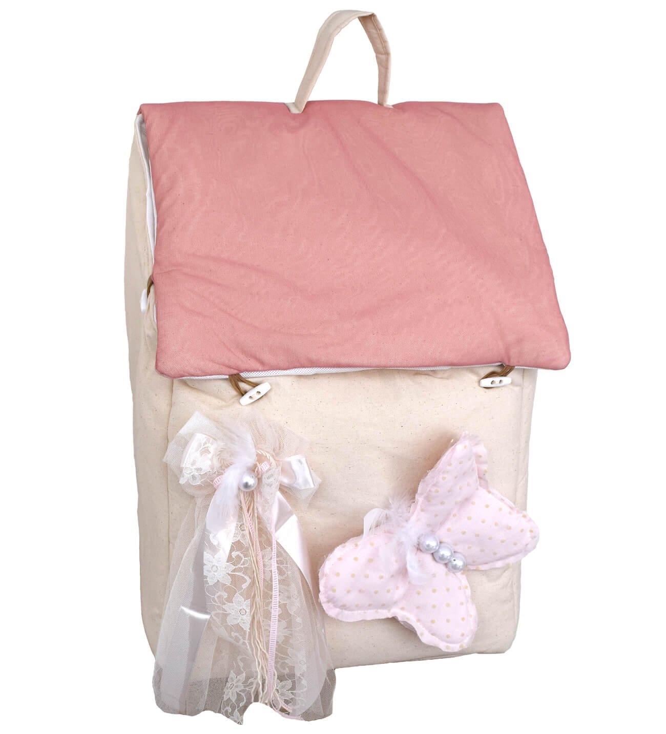 βαπτιστικη τσαντα κοριτσι NstNastasia Τσάντα Βάπτισης Σπιτάκι Υφασμάτινο Πεταλούδα Ροζ 1753