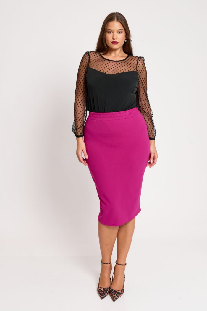 Pencil Φούστα Ελαστική Κρεπ Alora Magenta JUCITA