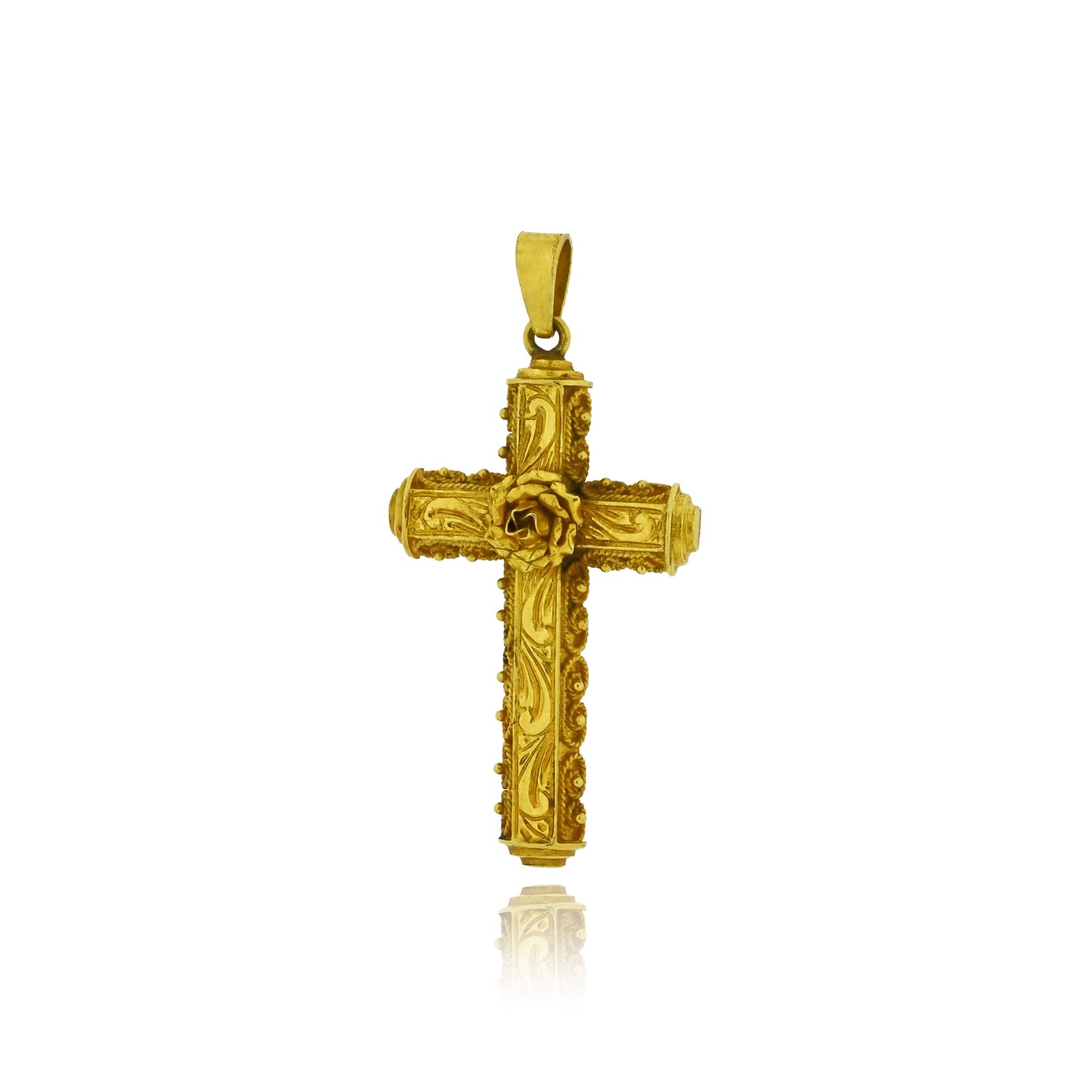 Christos Simatos Vintage Σταυρός από Κίτρινο Χρυσό 18 Καρατίων 037126