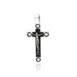Αντρικός Σταυρός απο Λευκό & Μαύρο Χρυσό Κ14 με Ζιργκόν 036050