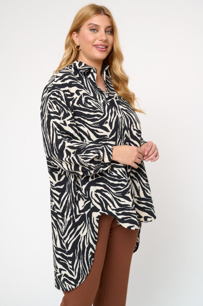 Ασύμμετρη Πουκαμίσα Zebra Aurora | Plus Size Ρούχα - Image 2