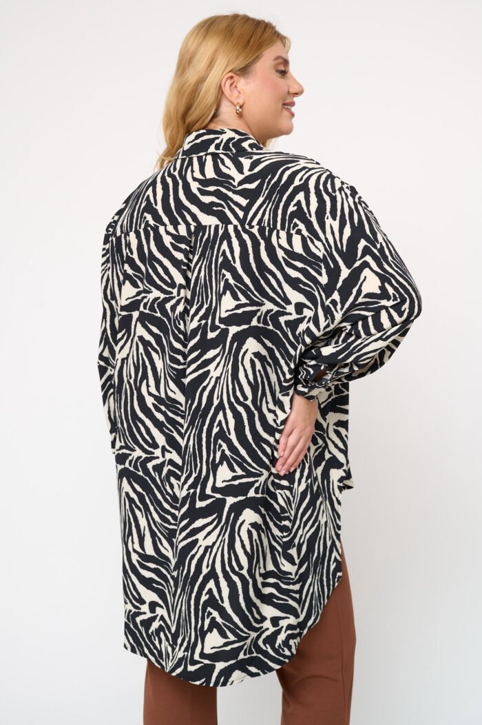 Ασύμμετρη Πουκαμίσα Zebra Aurora | Plus Size Ρούχα - Image 4