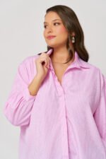 Ασύμμετρη Ριγέ Πουκαμίσα Daria Ροζ JUCITA