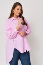 Ασύμμετρη Ριγέ Πουκαμίσα Daria | Plus Size Ρούχα - Image 3