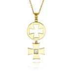 Γυναικείος Σταυρός από Κίτρινο Χρυσό Κ18 με Διαμάντια 010608