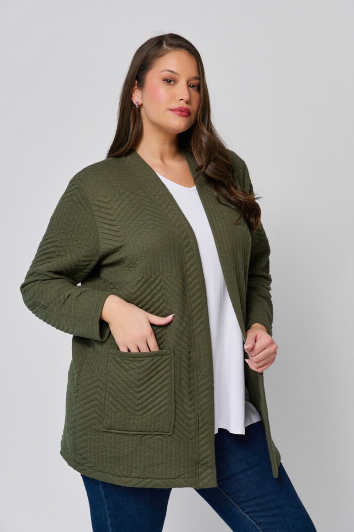 Ζακέτα Καπιτονέ Melpomene Χακί | Plus Size Ρούχα - Image 3