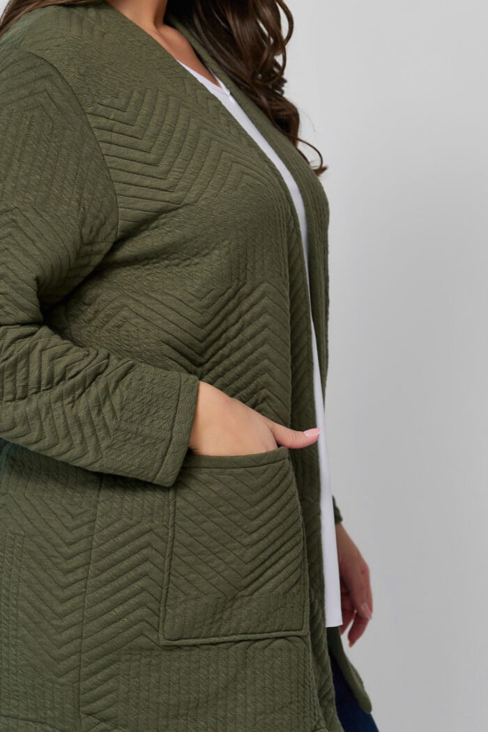 Ζακέτα Καπιτονέ Melpomene Χακί | Plus Size Ρούχα - Image 4