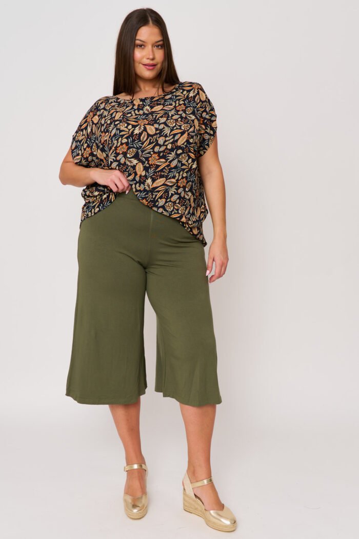Ζιπ Κιλότ Samantha Χακί | Plus Size Ρούχα - Image 3