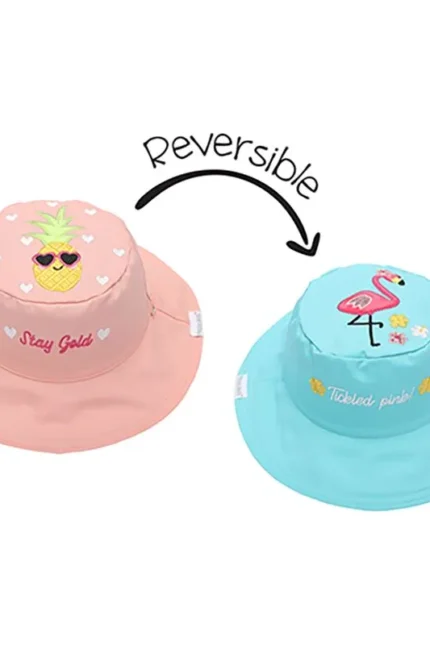 Καπέλο Διπλής Όψης UPF 50 – Φλαμίνγκο/Ανανάς Beige | Ελληνικά Καπέλα