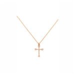Μενταγιόν Σταυρουδάκι με Αλυσίδα απο Ροζ Χρυσό Κ14 με Διαμάντια 037345