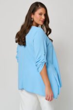 Μπλούζα Ασύμμετρη Calypso Γαλάζιο | Plus Size Ρούχα - Image 3