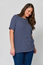 Μπλούζα Ασύμμετρη Ελαστική Ριγέ | Plus Size Ρούχα - Image 2