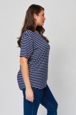 Μπλούζα Ασύμμετρη Ελαστική Ριγέ | Plus Size Ρούχα - Image 3