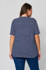 Μπλούζα Ασύμμετρη Ελαστική Ριγέ | Plus Size Ρούχα - Image 4