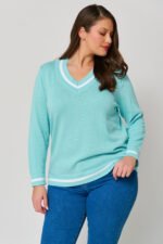 Μπλούζα Βαμβακερή Πλεκτή με | Plus Size Ρούχα - Image 3