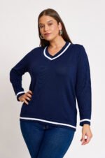 Μπλούζα Βαμβακερή Πλεκτή με | Plus Size Ρούχα - Image 2