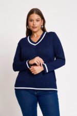 Μπλούζα Βαμβακερή Πλεκτή με | Plus Size Ρούχα - Image 3