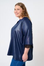 Μπλούζα Δερματίνη Με Διαφάνεια | Plus Size Ρούχα - Image 3