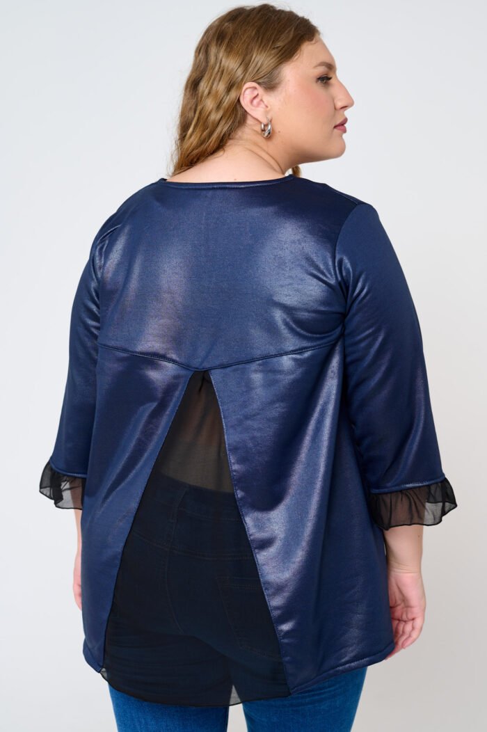 Μπλούζα Δερματίνη Με Διαφάνεια | Plus Size Ρούχα - Image 4