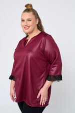 Μπλούζα Δερματίνη Με Διαφάνεια | Plus Size Ρούχα - Image 2