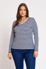 Μπλούζα Ελαστική Ριγέ Harper | Plus Size Ρούχα - Image 2