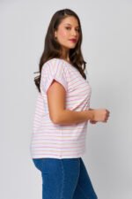 Μπλούζα Ελαστική Ριγέ με | Plus Size Ρούχα - Image 2