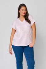 Μπλούζα Ελαστική Ριγέ με V Miranda JUCITA