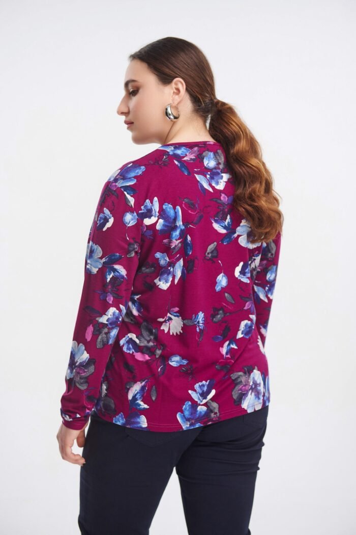 Μπλούζα Ελαστική Φλοράλ Rose | Plus Size Ρούχα - Image 2