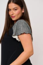 Μπλούζα Ελαστική με Ασπρόμαυρα | Plus Size Ρούχα - Image 2