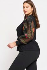 Μπλούζα με Διαφανή Μανίκια | Plus Size Ρούχα - Image 4