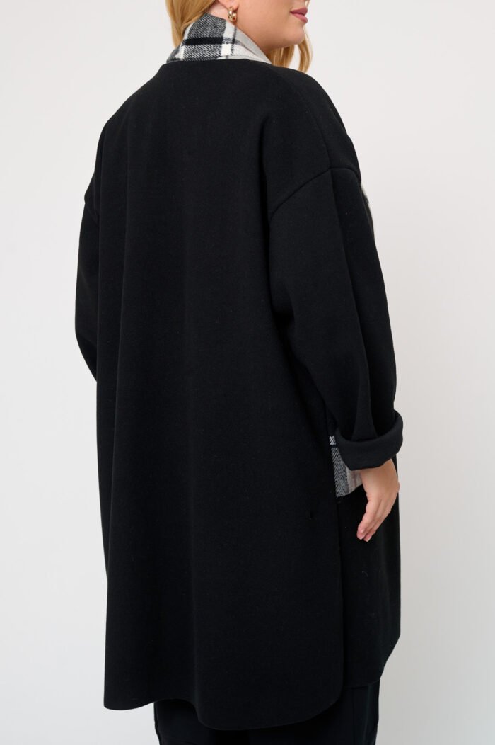 Παλτοζακέτα με Καρό Λεπτομέρειες | Plus Size Ρούχα - Image 2