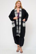 Παλτοζακέτα με Καρό Λεπτομέρειες | Plus Size Ρούχα - Image 4