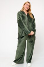 Παντελόνι Φόρμας Βελουτέ Λαδί | Plus Size Ρούχα - Image 3