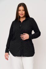 Πουκαμίσα Euphrosyne Πουά Μαύρο | Plus Size Ρούχα - Image 2