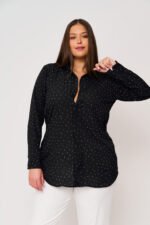 Πουκαμίσα Euphrosyne Πουά Μαύρο | Plus Size Ρούχα - Image 4