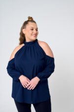 Πουκαμίσα Έξω Ώμοι και Δέσιμο Mary Μπλε JUCITA