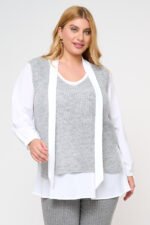 Καζάκα Πλεκτή V Kate Γκρι JUCITA