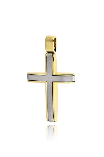 Σταυρός Βάπτισης Val΄Oro για Αγόρι Λευκό και Κίτρινο Χρυσό Κ14 038566