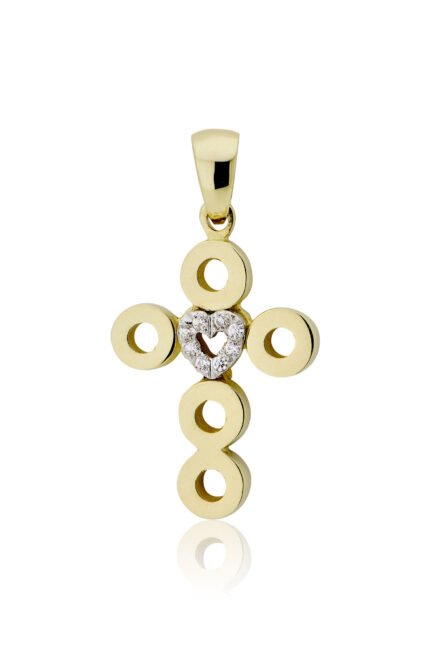 Σταυρός Βάπτισης Val΄Oro για Κορίτσι Κίτρινο Λευκό Χρυσό Κ14 και Ζιργκόν 028127